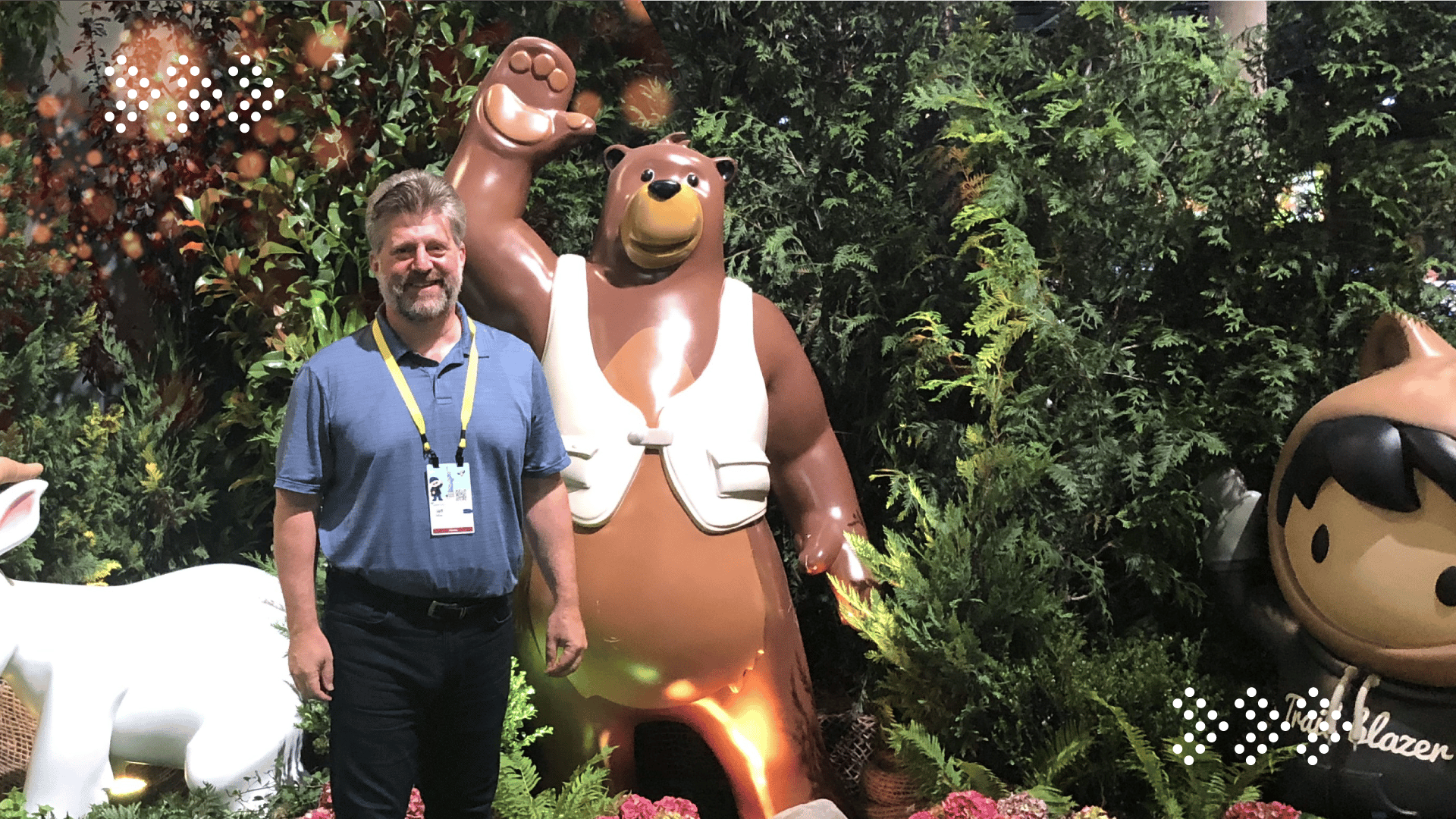 Jeff Mike pictured with Salesforce mascot