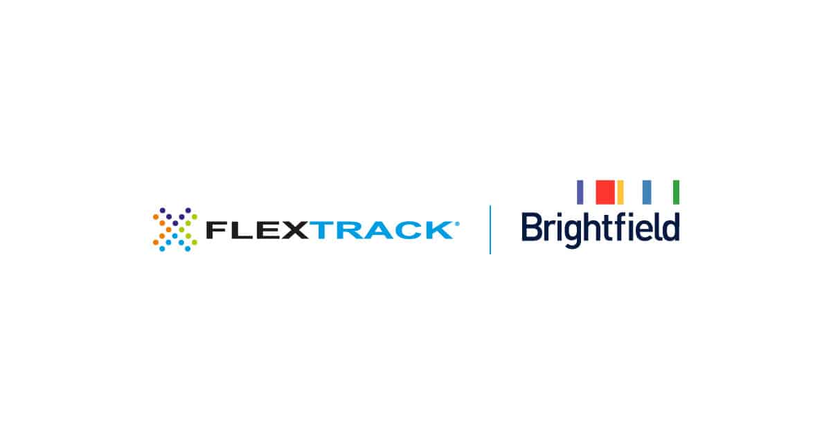 Flextrack and Brightfield logos on a white screen