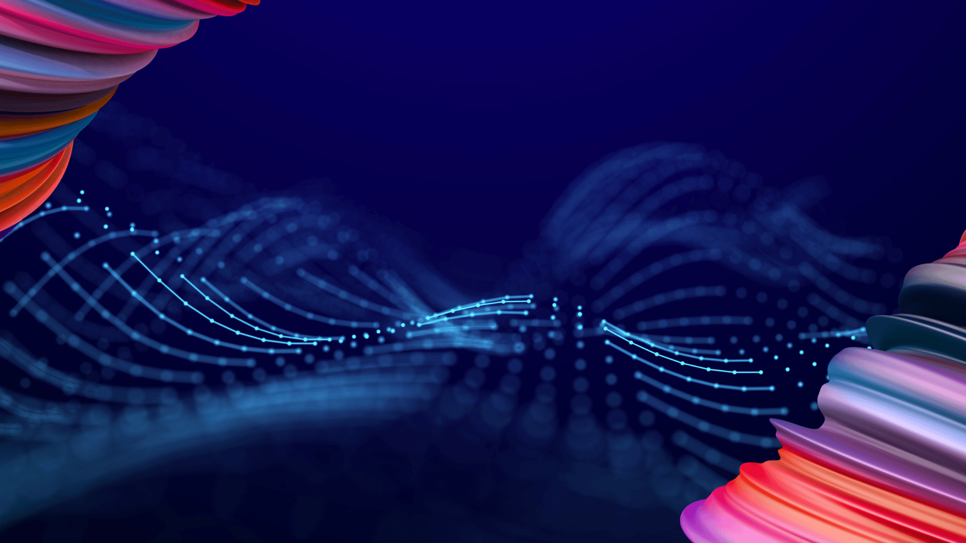 Abstract dark blue mesh visual showing the connectivity of a VMS.