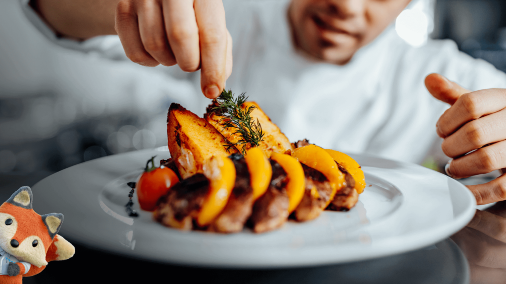 A chef finishes off a dish with garnish, symbolizing the value of human potential and how it ties into people analytics.