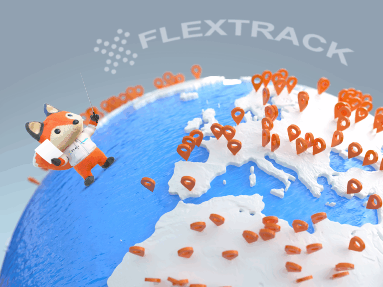 Flextrack's Flex the fox shows off global workforce management capabilities of a VMS built on Salesforce.