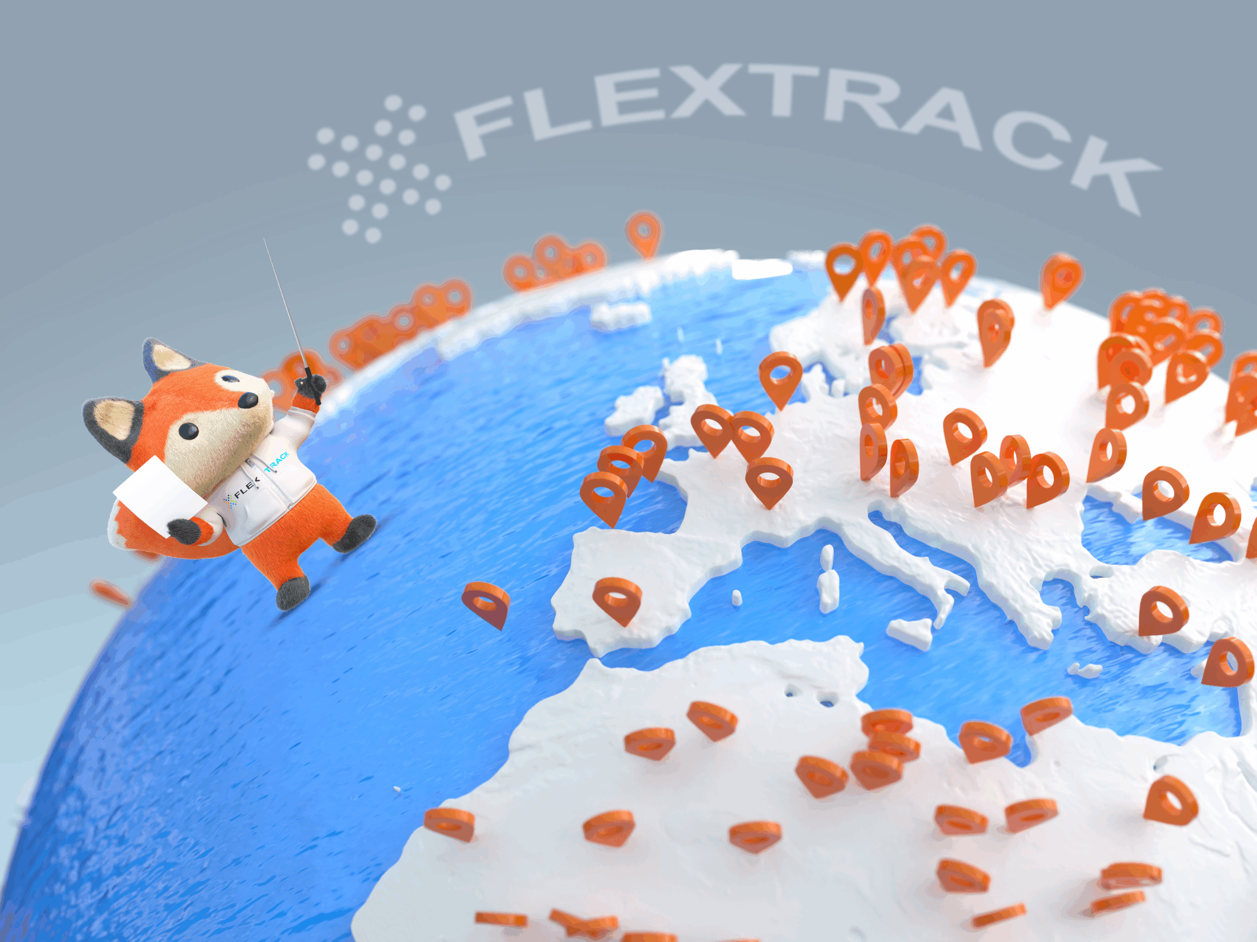 Flextrack's Flex the fox shows off global workforce management capabilities of a VMS built on Salesforce.